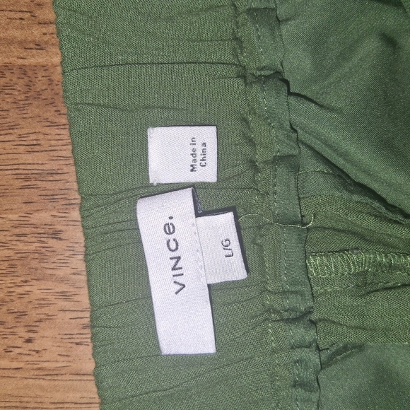 VINCE Forrest Green Linen Blend Trouser Pants L - Picture 6 of 8